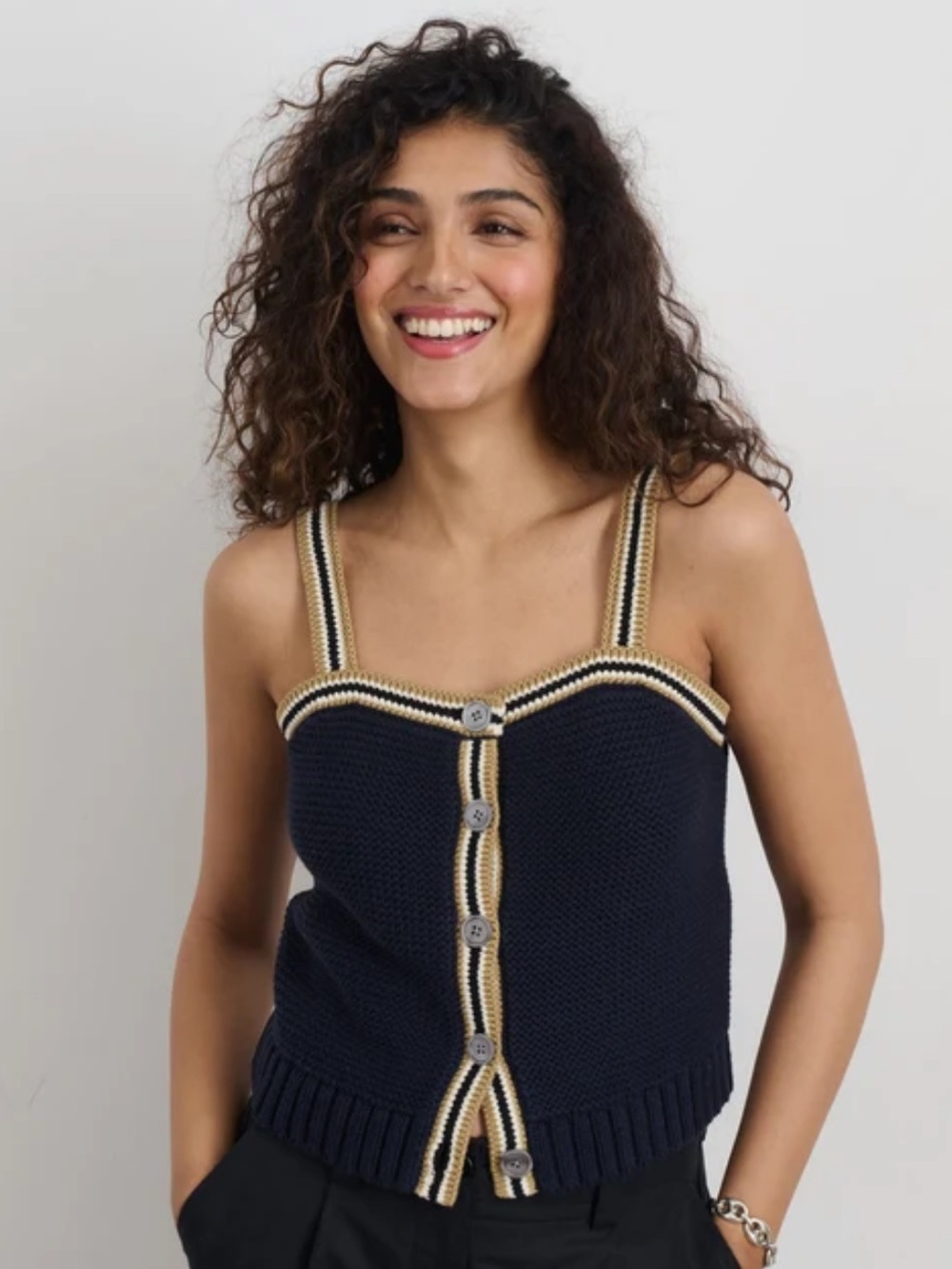 Alex Mill Emmy Cotton Cami in Dark Navy Combo NWT medium